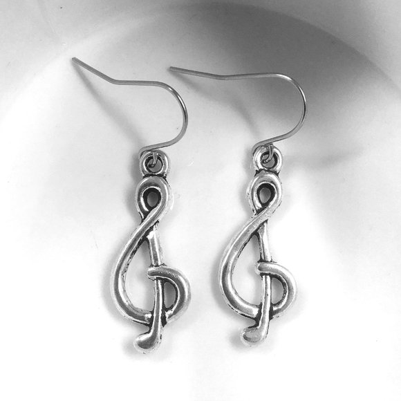Miniature Music Note Musical Gift Musician Singer Songwriter Charm Gift Earrings - Picture 1 of 2